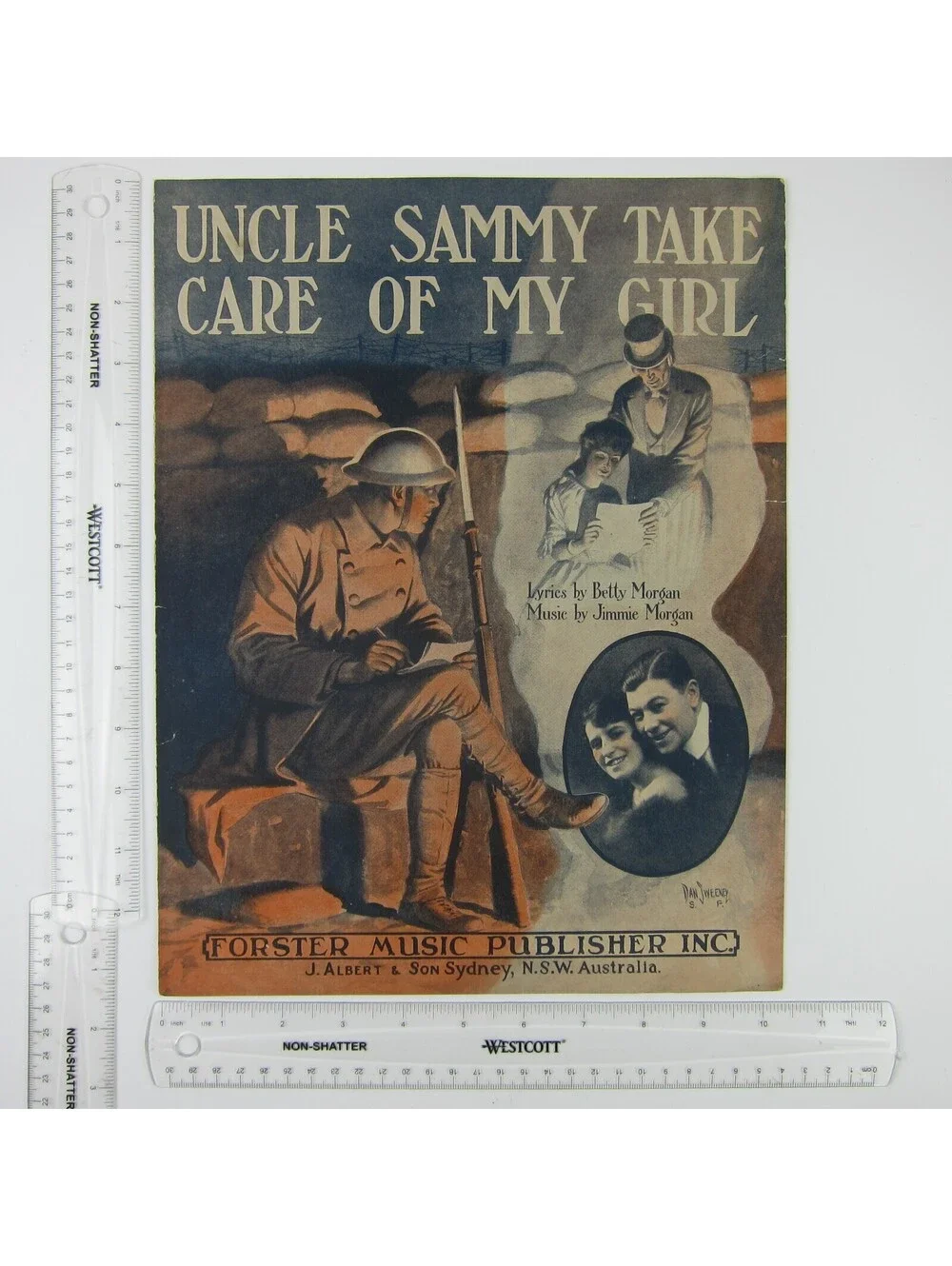 Sheet Music Uncle Sammy Take Care Of My Girl Betty & Jimmie Morgan WWI 1918